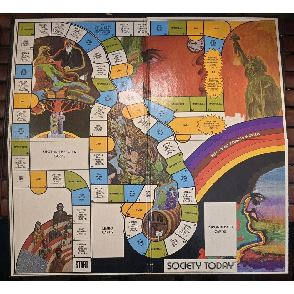 Society Today 1970 Vintage Board Game Playable No Dice